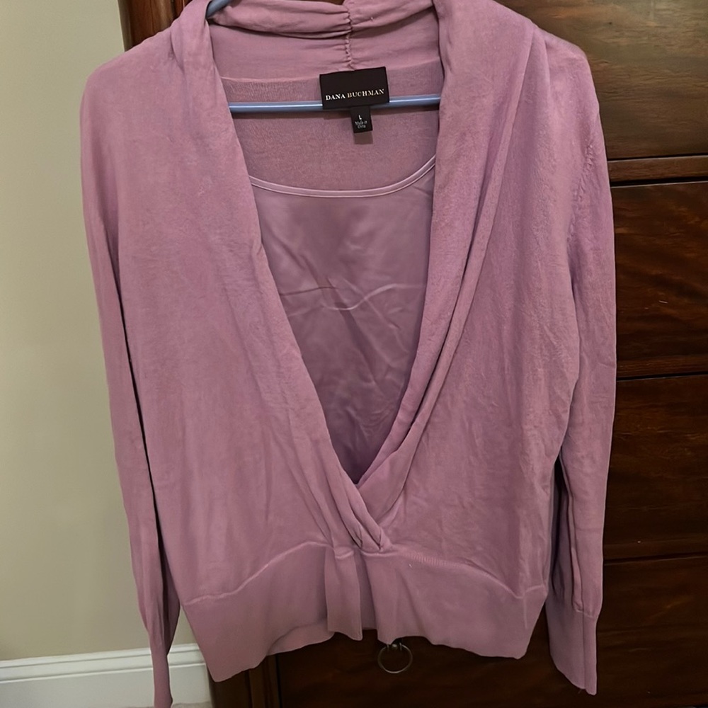 3 FOR $20- mauve sweater with built in shell size L